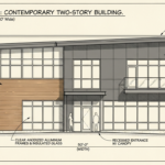 This two-story contemporary structure