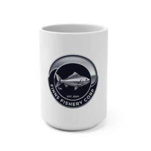 Finn's Fishery Corp Mug, Fisherman Gift, Nautical Coffee Mug, Fishing Enthusiast Cup, Custom Logo Drinkware, Fishing Decor