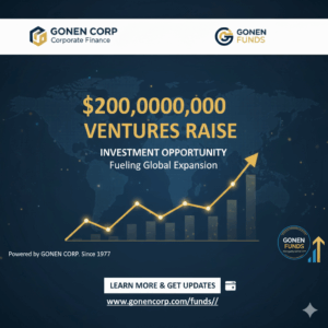 GONEN FUNDS Officially Launched to Spearhead $200 Million Global Venture Capital Raise for GONEN CORP