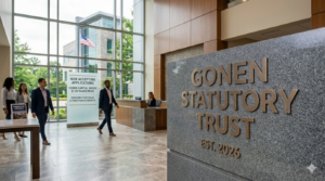 The messaging specifically originates from the Gonen Statutory Trust Financial Center